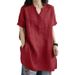 Cotton Short-Sleeved T-Shirt In Solid Color, Large Size, Loose Fit, With A V-Neck And Buttoned Design Perfect For Spri_ecoleips.com