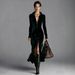 Elegant Winter Women's Korean Velvet Dress With Lapel Collar, Front Slit & Zipper - A-Line Midi Dress For Fall & Winter_ecoleips.com
