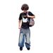 Men's And Women's American Retro Hip-hop Jeans - Loose And Loose, Street Style, With Letter Print_ecoleips.com