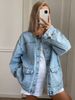 Women's Clothing Denim Jacket For Women Brown Color Block Lapel Autumn New Fashion_ecoleips.com