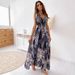 Cross-border European And American Fashion Foreign Trade Women's Clothing 2025 Summer New Backless Floral Print Tie-dye_ecoleips.com