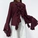 Designed Ruffled Long Sleeve Shirt Autumn Winter New Elegant High-end Cardigan Top For Women 2026 European And American_ecoleips.com