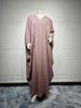 Verve MQ077 Muslim Women's Modest Fashion Turkish Striped Casual Plus Size Abaya Cardigan Robe_ecoleips.com