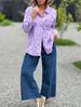 Women's Solid Color Shirt Collar Top Loose Fit Large Size with Hollow Embroidery Detail European And American Style Spring Autumn_ecoleips.com