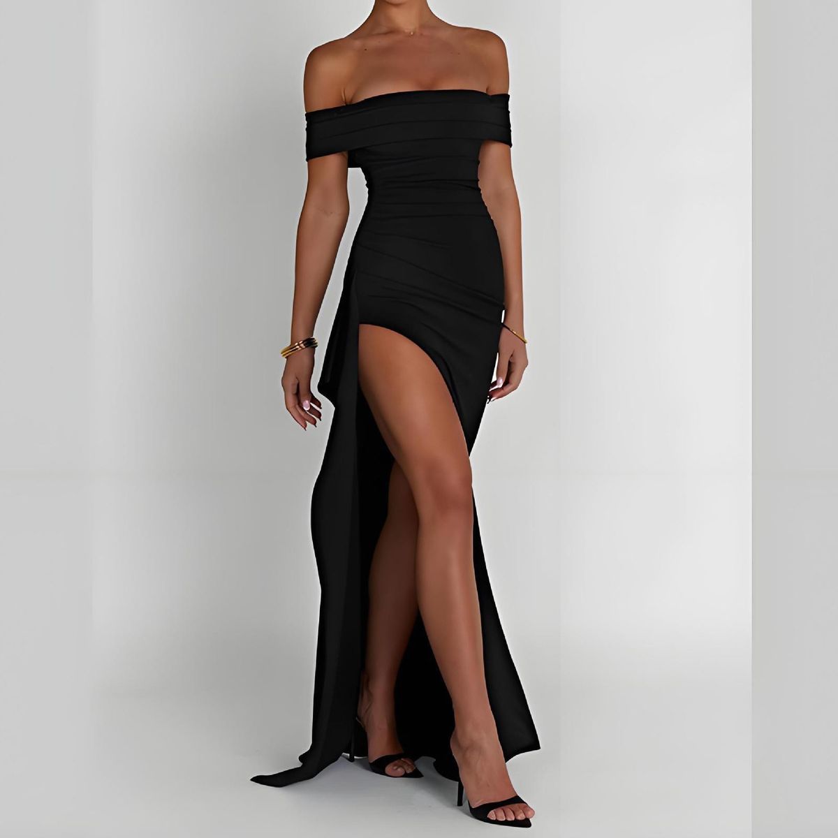 Summer Strapless Long Dress Off-the-Shoulder Backless Slit Design European And American Style Sexy Dress for Women_ecoleips.com