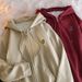 Real Shot Of Women's Hooded Zip-up Fleece-lined Thickened Sweatshirt For Autumn And Winter, Loose Long-sleeve Top,_ecoleips.com
