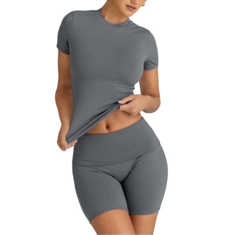 Modal Cotton Lounge Set For Women - Stretchy Short Sleeve Tee And Shorts Comfy Outfit Versatile Two-Piece Design_ecoleips.com