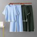 Women's Clothing Loose Split Short Sleeved Knitted Sweater High Waist Slim Wide Leg Pants Trousers Two Piece Suit_ecoleips.com