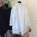 Elegant plus Size White Blouse for Women Loose Fit Long Sleeve Shirt with Lace Trim Chic Tunic Top for Spring_ecoleips.com
