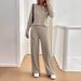 Women's Clothing Fashion Casual Straight Pants Temperament Loose Button Pit Striped Knitted Suit_ecoleips.com