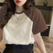 A Unique, Off-The-Shoulder Cotton Short-Sleeved T-Shirt Designed For Women In The Summer Of 2026 Featuring A Stylish A_ecoleips.com