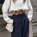 Women's Wide-Leg Palazzo Pants – Navy Retro Striped Office-to-Weekend Trousers (Poly-Spandex Blend_ecoleips.com