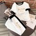 Summer Retro Los Angeles Gold Letter Print Two Piece Set Relaxed Casual Spring/Autumn Wear_ecoleips.com