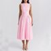 2025 Spring/Summer European And American Foreign Trade Women's New Round Neck Backless Solid Color High Fashion_ecoleips.com