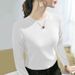 Autumn And Winter New German Velvet Slim-fitting Long-sleeved T-shirt Women's Warm Large-size Foreign-style Bottoming Shirt Solid-color Slim Top_ecoleips.com