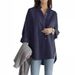 Verve 2025 Women's Summer Solid Color Long Sleeve Turn-down Collar Irregular New Style Shirt_ecoleips.com