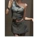 French Style Heavy Rhinestone Off-Shoulder Blazer Vest High-Waisted Skirt Pants Two-Piece Set For Women Summer Hot Girl_ecoleips.com