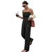 Women's Slim Fit Sleeveless Jumpsuit Summer Spliced Lace Hollow Out Design Cross Suspender Style_ecoleips.com