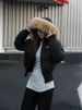 Winter Short Fur Collar Hooded Cotton Clothes Close Waist And Look Thin, High-end Black Big Fur Collar Parker Jacket_ecoleips.com