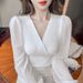 Spring Autumn French-style Sweet And Spicy Long-sleeve Chiffon Blouse For Women, High-end Design, Unique Loose-fitting_ecoleips.com