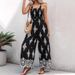 Women's Clothing Positioning Printing Women's Summer New Suspenders Pocket Wide Leg Jumpsuit_ecoleips.com