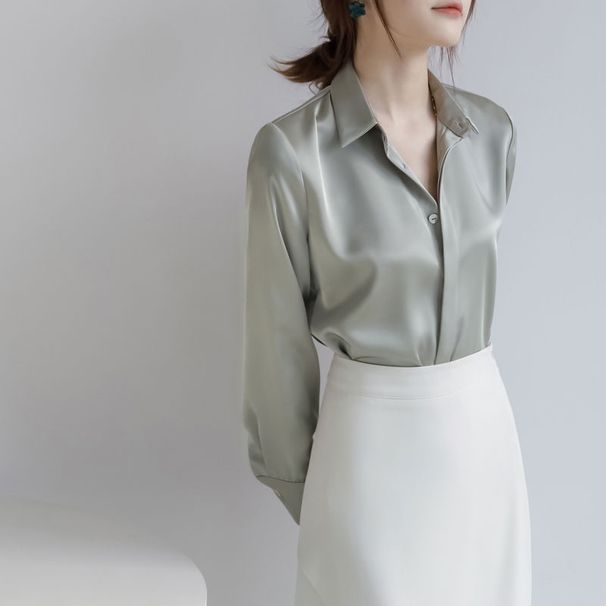 2025 Spring/Summer New Simple Sylish Commuing Professional For Women, Smooh And High End Urban Syle Long Sleeve_ecoleips.com