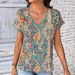 Vintage Floral Print Blouse for Women Short Sleeve Breathable Summer Top Full Coverage Pattern_ecoleips.com