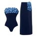 Women's Clothing Swimsuit New 3d Flower Tube Top Fresh Green One Piece Swimsuit Wrap Skirt Suit Female_ecoleips.com