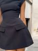 Chic Women Sexy Slim Mini Dress Solid Color Pocket High Waist O-neck Short Sleeve A-line Dresses 2024 Fashion Lady Elegant Robes_ecoleips.com