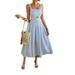 Women's Solid Color High Waist Spaghetti Strap Dress_ecoleips.com