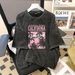 European And American Hip Hop Vintage Short Sleeve T-Shirt For Women Plus Size Loose Oversize Washed Black Print Top_ecoleips.com