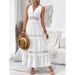 VCAY Women's Lace Splicing V Neck Sleeveless Dress Summer New_ecoleips.com