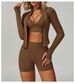 K Seamless Tight Yoga Set With Waist Cinching And Slimming Effect, Quick Drying Fitness Suit, Outdoor Running And Sports Three Piece Set_ecoleips.com