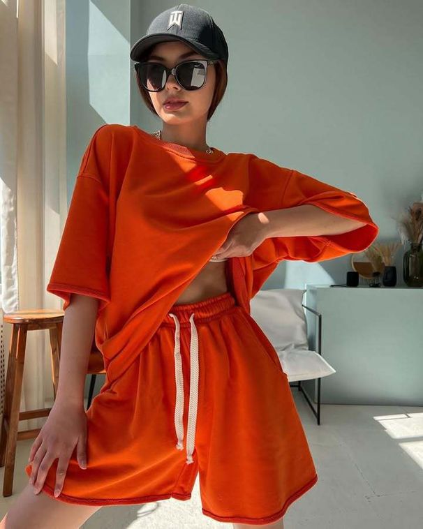 Aria Basics Aria Basics 2025 European And American Cross-Border Fashion Solid Color Casual Round Neck T-Shirt Short Sleeve Button Shorts_ecoleips.com