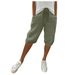 2025s Solid Color Cotton Linen Pocket Elastic Waist Five-Point Women's Casual Summer Shorts_ecoleips.com