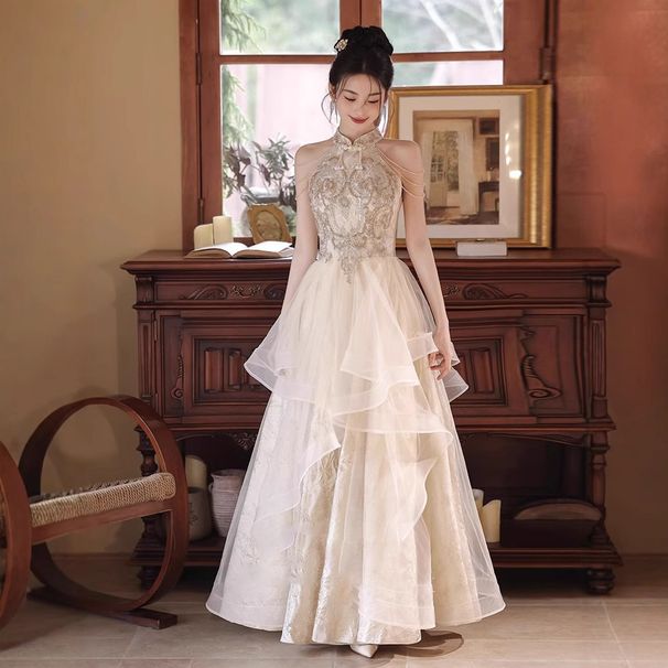 Champagne Ball Gown For Women, Elegant Puffy Princess Party Dress For Pageants, Piano Recitals, Hosting, Banquets_ecoleips.com