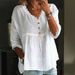 Women's Clothing Casual Three Quarter Sleeve Lace V Neck Pullover Multicolor Women's Tops Shirt_ecoleips.com