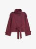 Women's Clothing Elegant Double-Breasted Belted Short Trench Coat Stylish Stand Collar, Slim Fit, Streetwear Fashion (Khaki, Burgundy, Army Green)_ecoleips.com