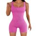 Seamless Square Neck Ribbed Shorts Jumpsuit Fitness Body Yoga Wear Quick-Dry Breathable Tight-Fitting Women's Outfit_ecoleips.com
