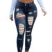 Cross-border Foreign Trade European And American Women's Jeans, Elastic Mid-waist, Ripped, Slim-fit, Washed Skinny Jeans_ecoleips.com