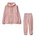 Women's Clothing Autumn And Winter New Women's Clothing Hooded Large Pocket Solid Color Loose Casual Sweater Trousers Two Piece Set_ecoleips.com