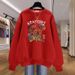 Women's Korean Style Pullover Long Sleeved Sweatshirt Fleece Lined Thickened Top Spring Autumn Pure Cotton Hong Kong Style_ecoleips.com