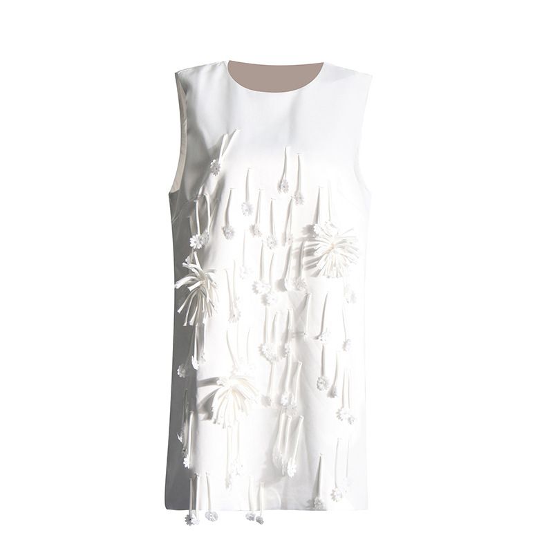 Women's Clothing Fashionable And Elegant Lady Style Short Skirt Autumn New Niche Round Neck Three Dimensional Flower Tassel Dress For Women_ecoleips.com