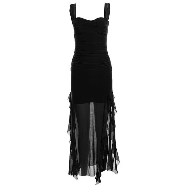 European And American Style 2024 Spring/summer New Women's Sexy Strapless Bustier Slit Bodycon Long Dress_ecoleips.com
