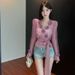 French-style Elegant Design With Three-dimensional Floral Details, Tie-waist, Long-sleeved Shirt Women, Super Fairy-like_ecoleips.com