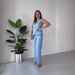 Women's Elegant Solid Color V-Neck Sleeveless Vest High Waisted Wide Leg Pants Suit_ecoleips.com