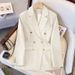 Women's Stylish Polyester Suit Set - Slim Fit Blazer & Wide Leg Pants For Office & Casual Wear Breathable Polyester Fabric_ecoleips.com