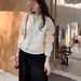 K New Loose Short Sweater Jacket Women's Thick Zipper Long Sleeved Knitted Cardigan Top_ecoleips.com