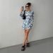 Spring-Summer Women's Printed Flared Sleeve Backless Mesh Dress_ecoleips.com
