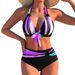 Sexy Bikini Set Summer Fashion Polka Dot And Colorful Striped Swimsuit For Beach And Pool High Waisted With Tied Front Bikini_ecoleips.com
